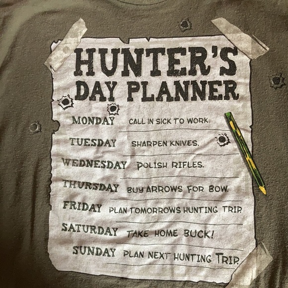 Hunter’s Day Planner T-Shirt - Picture 2 of 5